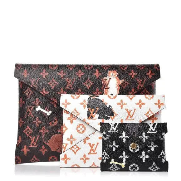 Louis Vuitton Catogram Kirigami bags 3-Pochettes Grace Coddington cats LV Rare - Picture 1 of 15
